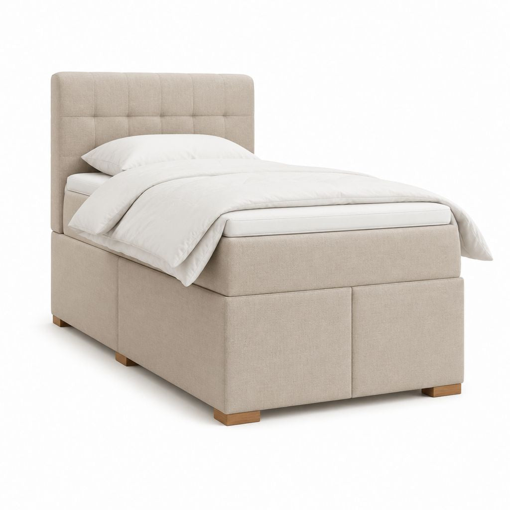 Polsterbett Einzelbett Beige Polyester Rechteckig 90 x 200 cm