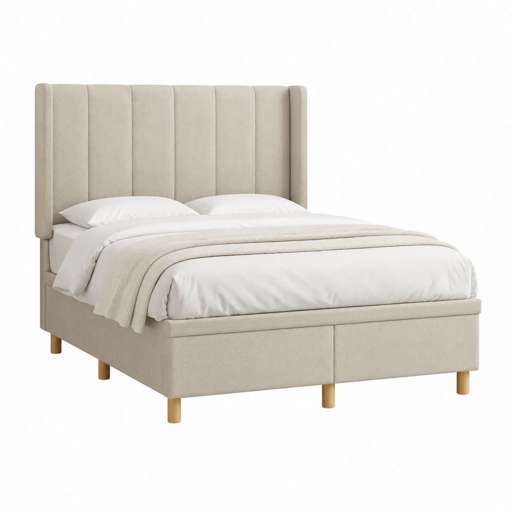 Polsterbett Doppelbett Beige Polyester Rechteckig 160 x 200 cm