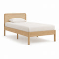 Einzelbett Bettgestell Natur aus massivem Eichenholz und Rattan rechteckig 90 x 200 cm