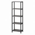 Bücherregal 5 Ebenen Grau Schwarz Spanplatte Stahl Rechteckig 60 x 30 x 180 cm