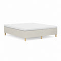 Polsterbett Set Rechteckig 180 x 200 cm Beige aus Polyester mit weißer Schaumstoffmatratze und Kiefernholzfüßen