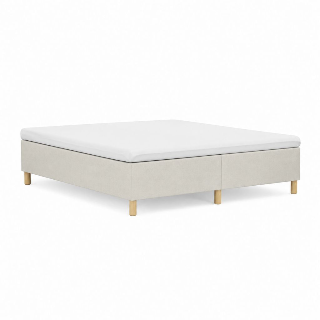 Polsterbett Set Rechteckig 180 x 200 cm Beige aus Polyester mit weißer Schaumstoffmatratze und Kiefernholzfüßen