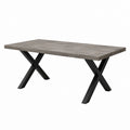 Esstisch Rechteckig Grau MDF Betonoptik Stahl X-Gestell 180 x 90 x 75 cm