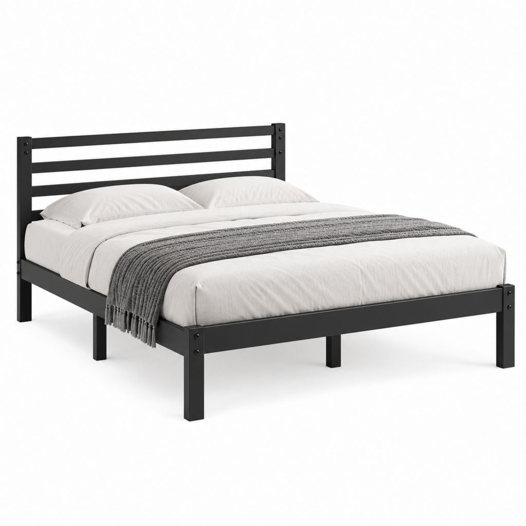 Metallbett Schwarz aus pulverbeschichtetem Stahl rechteckig 160 x 200 cm