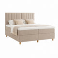 Boxspringbett Doppelbett Beige Polyester Rechteckig mit gepolstertem Kopfteil 180 x 200 cm