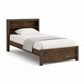 Einzelbett Bettgestell dunkelbraun Massivholz rechteckig 90 x 200 cm