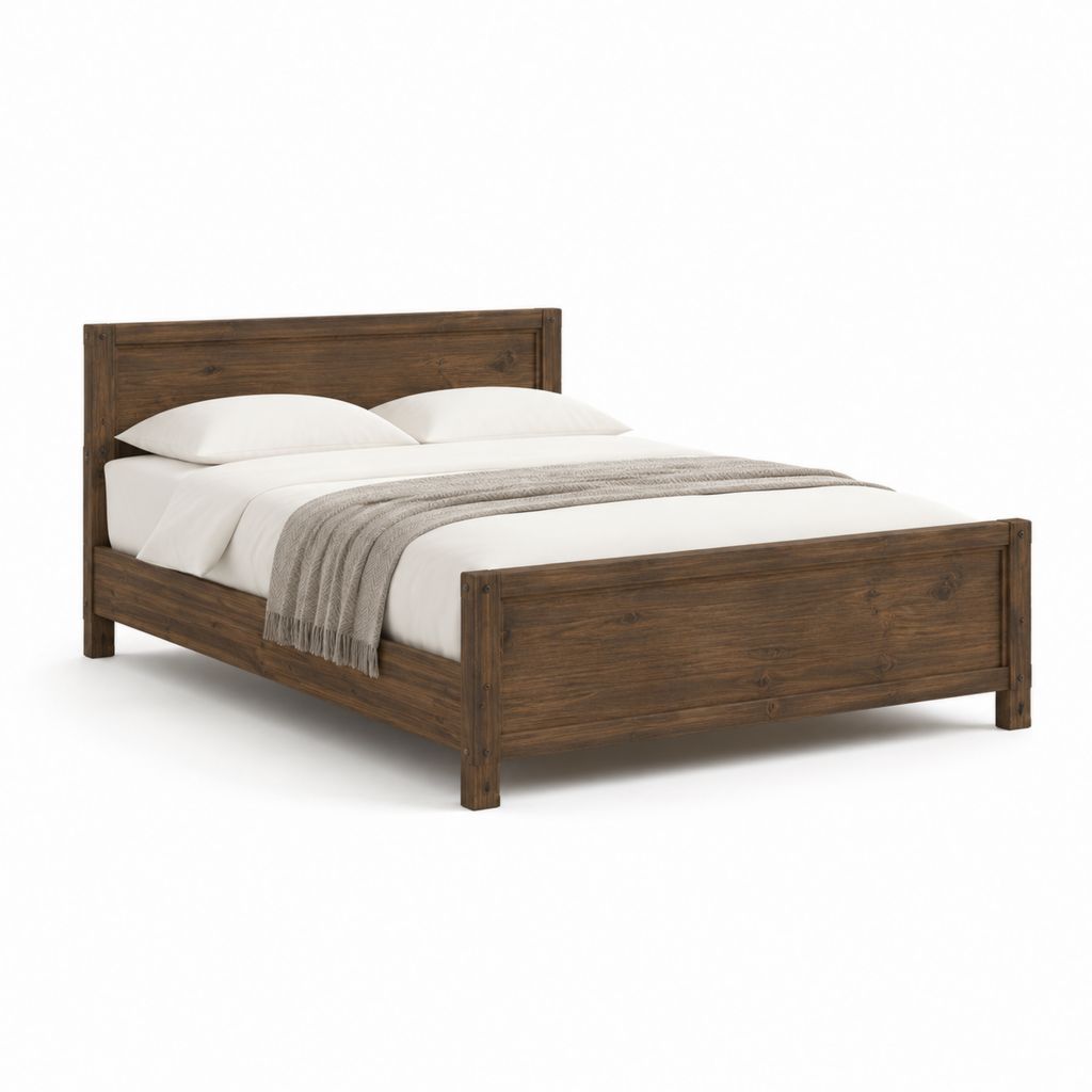 Doppelbett Bettgestell dunkelbraun aus massivem Kiefernholz rechteckig 160 x 200 cm