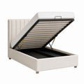 Polsterbett mit Bettkasten Beige aus Polyester und Stahl 160 x 200 cm
