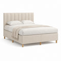 Polsterbett Doppelbett Beige mit Polyesterbezug und Holzfüßen 160 x 200 cm