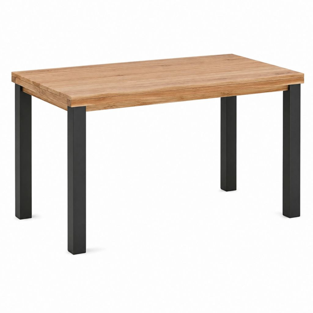 Esstisch rechteckig Eiche massiv Natur mit Stahlgestell Schwarz 160 x 90 x 75 cm