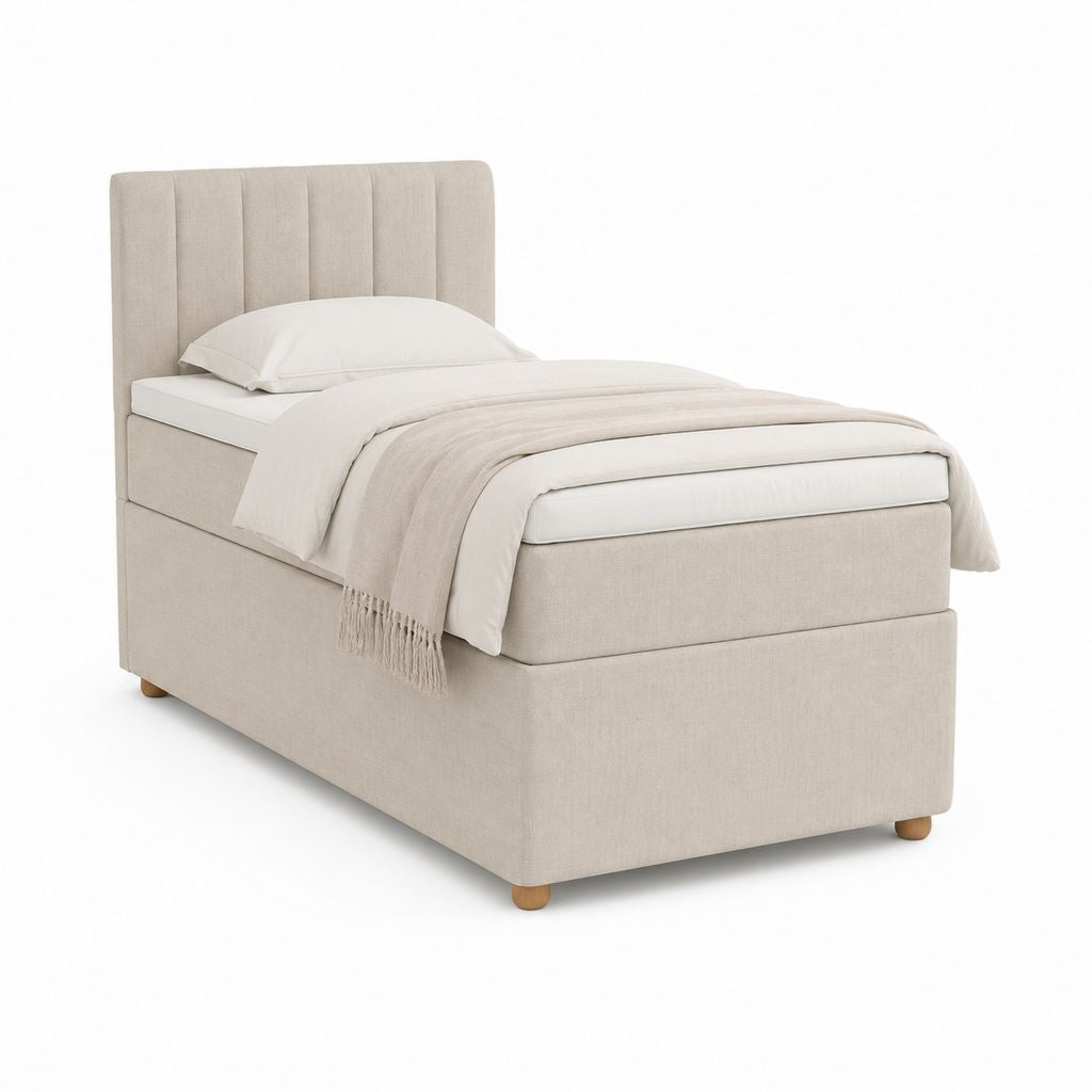 Polsterbett Einzelbett Beige Polyester Rechteckig 90 x 200 cm