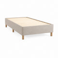 Einzelbettgestell Beige mit Polyesterbezug und Holzfüßen 90 x 200 cm
