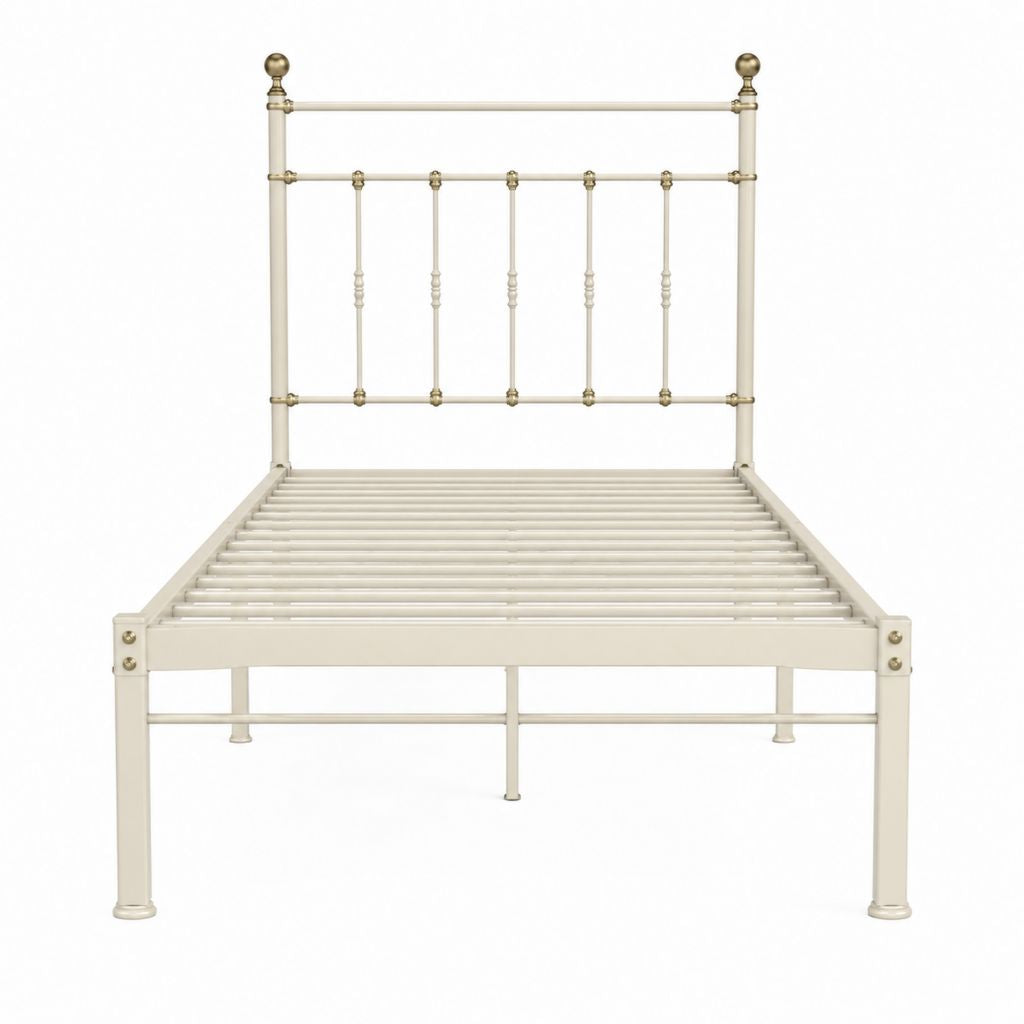 Metallbettgestell Einzelbett Creme Gold Stahl 90 x 200 cm