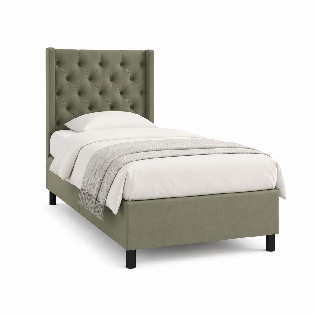 Polsterbett Einzelbett Olivgrün Polyester Rechteckig 90 x 200 cm