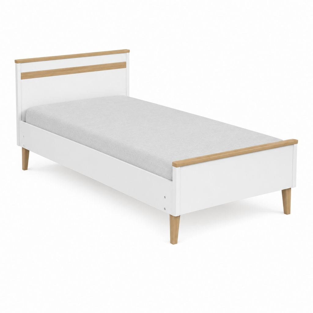 Einzelbett Bettgestell 90 x 200 cm Weiß mit Kiefernholz rechteckig