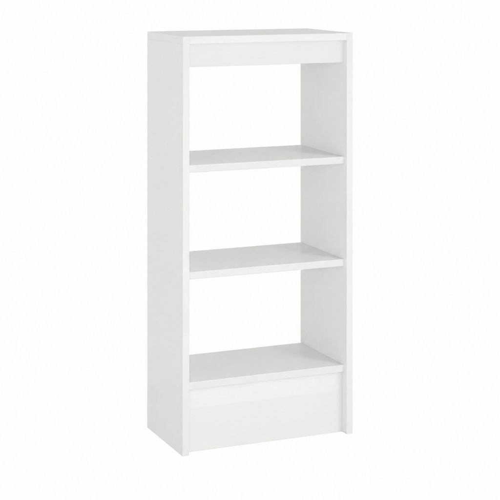 Bücherregal Weiß aus melaminharzbeschichteter Spanplatte rechteckig 40 x 30 x 120 cm mit 3 Ablagefächern